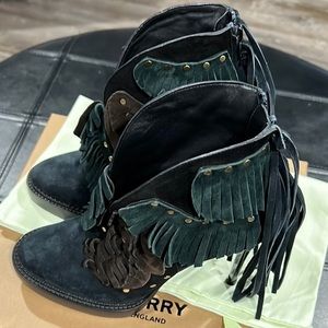 Burberry Suede Lilybell Fringe Booties
